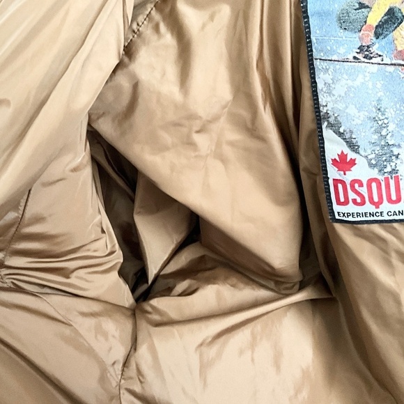 DSQUARED Down Women’s Parks Jacket Puffer Tan Gold Bronze Luxury S Oversized - Picture 16 of 16